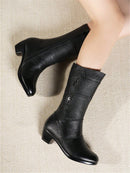 Bota Feminina Couro Peluciada Inverno Carol