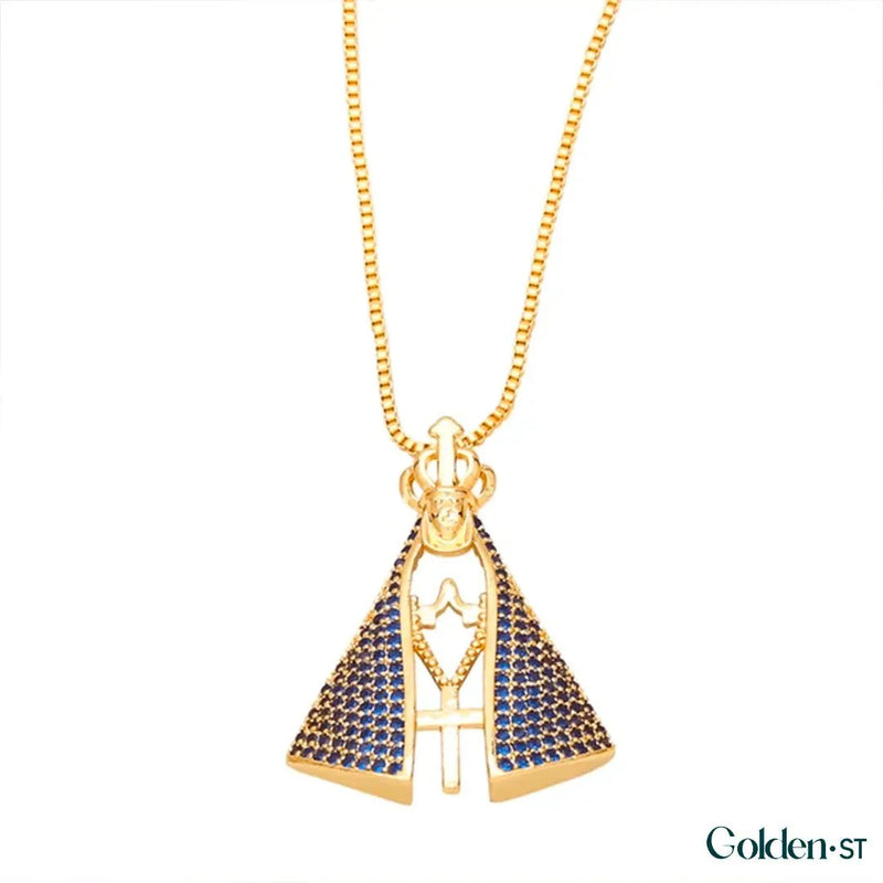 Colar Nossa Senhora Aparecida - Dupla Face com Manto de Zircônia - (COMPRE 1 LEVE 2)